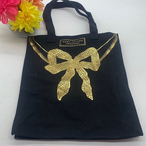 Marc Jacobs Handbags - Marc Jacobs Fragrances Black Gold Canvas Tote Bag. TOT3613E